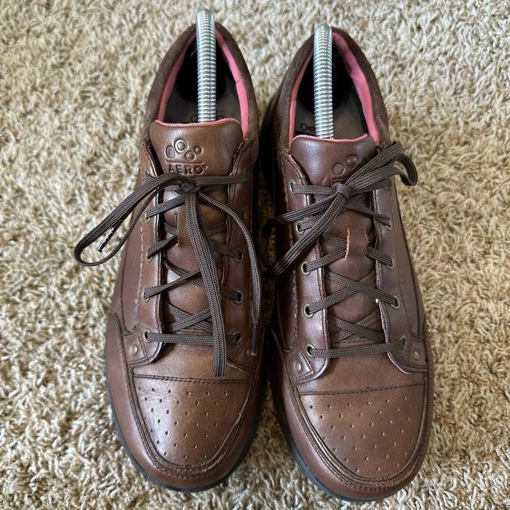 Abeo Cadis Brown Leather Comfort‎ Walking Shoes Womens Size 9M Casual Sneakers